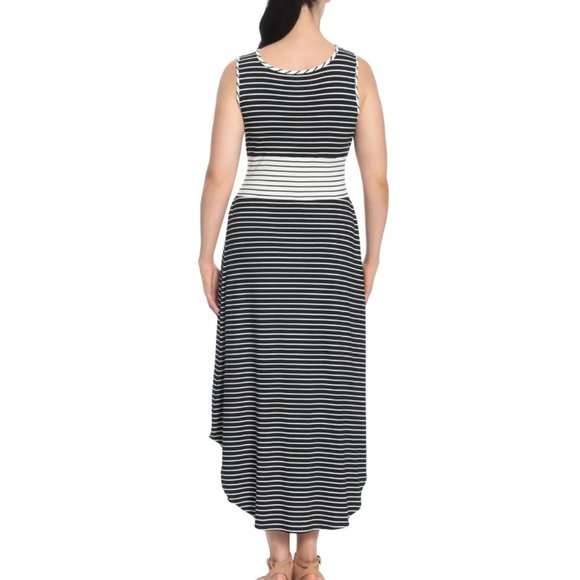 London Times Maxi Dress Womens Size Large Sleeveless Tank Striped Tie Waist - Picture 2 of 11